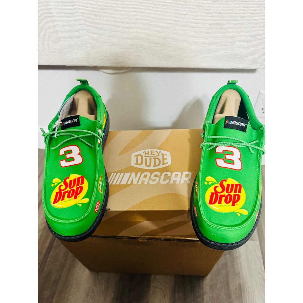 Hey Dude Wally NASCAR Dale Earnhardt Jr Sun Drop #3 Green Shoes Mens 10 NIB